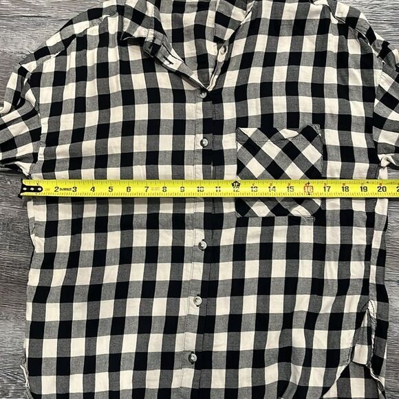 Anthropologie Sanctuary Plaid checkered Button-Up Shirt in Black and White XS - Picture 5 of 7
